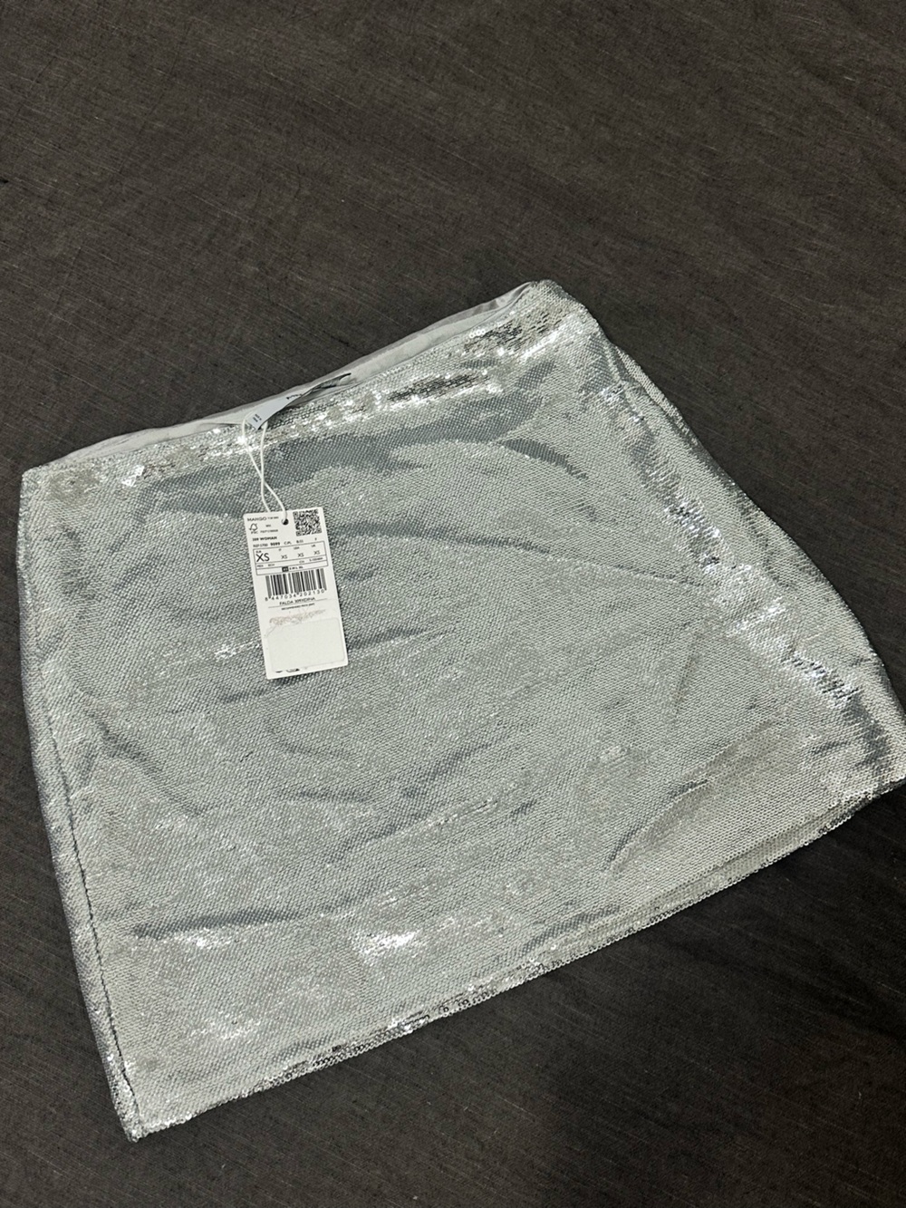 Mango Silver Sequin Mini Skirt